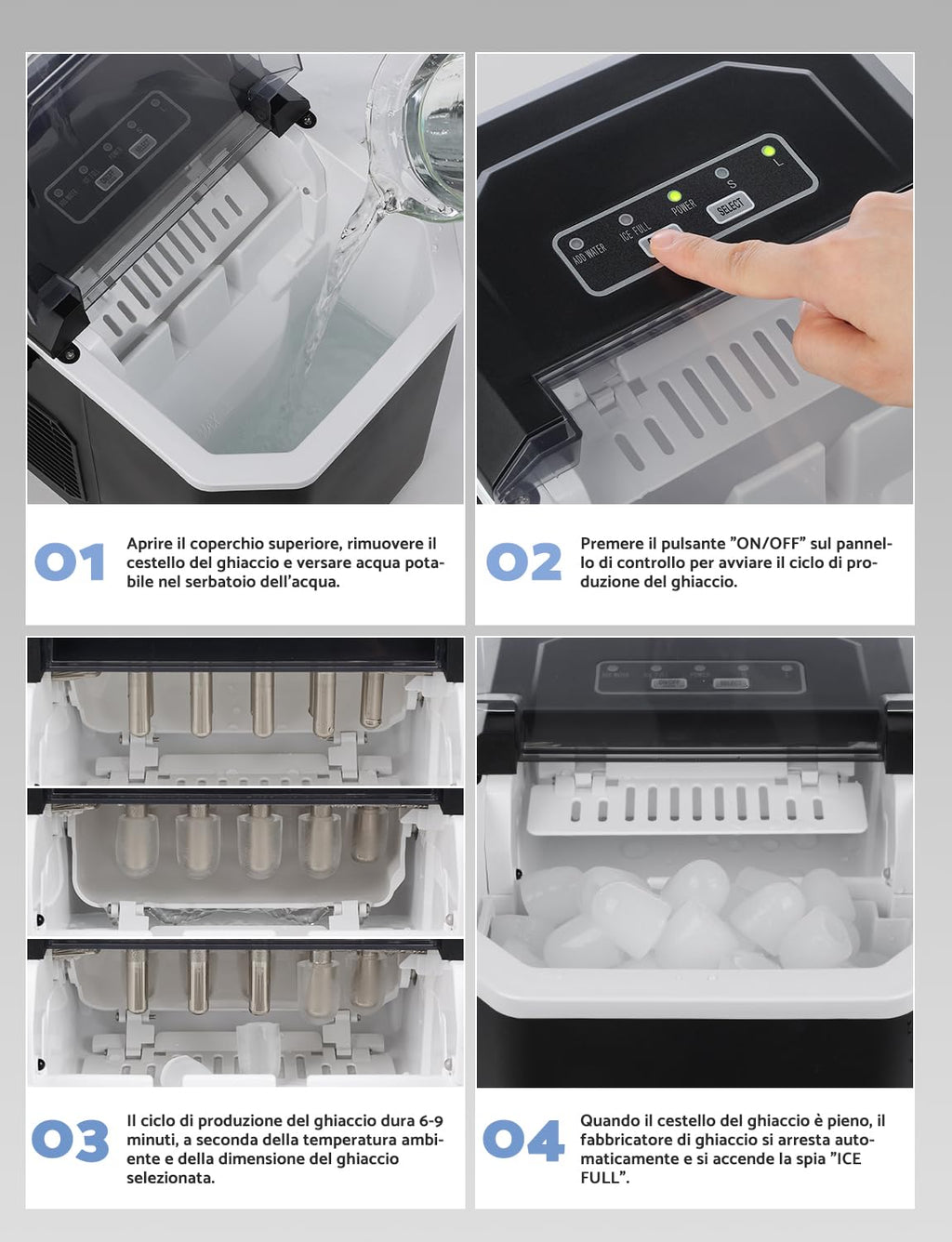 Ice Machine 12 kg/24 h, Self-Cleaning Home Ice Machine 1.5 L, Professional Ice Maker, Ready in 6 Minutes, with Handle, Silent/Scoop/Basket, Black